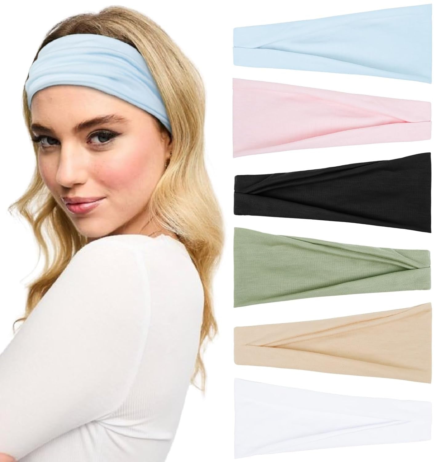 Headbands for Women Non Slip Women'S Fashion Headbands Wide Headbands for Women'S Hair Head Band Short Hair for Workout Yoga Sports Exercise Sweatbands Summer Hair Accessories Elastic Hair Bandshop_this_look_EcLGgQ