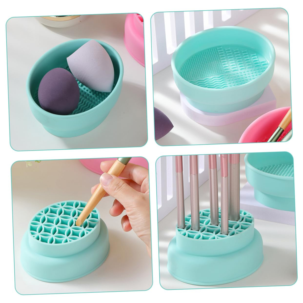Silicone Makeup Brush Cleaning Bowl Real Makeup Brush Cleanser for Eyeshadow Drying Stand for Women Girls
